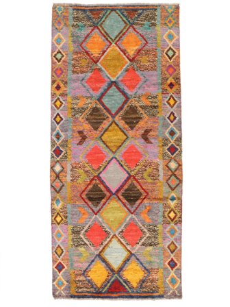Berber Colourful 85X198 Hallmatta Brun/Röd Ull, Afghanistan