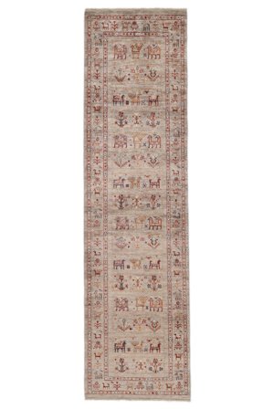 Noué À La Main Shabargan Tapis 80X297 De Laine Marron/Orange Petit