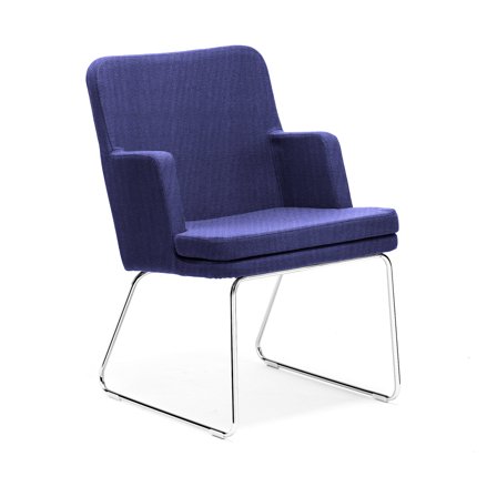 Sessel EASY, Kufengestell aus Chrom, Medley-Stoff, blau-violett