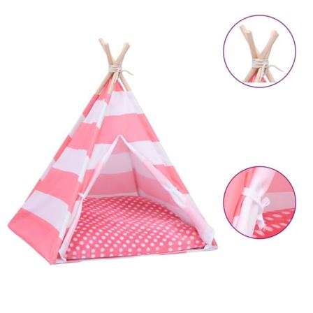 Vidaxl Tipitält För Katt Peachskin Med Väska Randigt 60x60x70 Cm Rosa