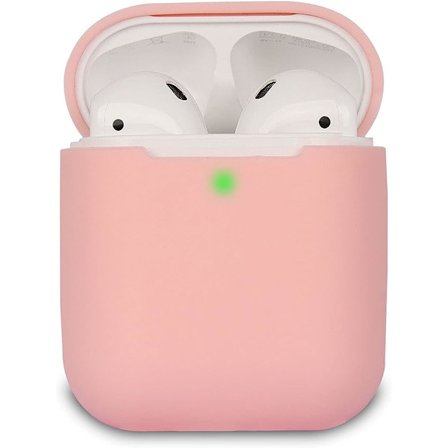 2-pack Airpods-fodral (rosa + lila), AirPods 2-fodral, AirPods-fodral i silikon, synliga LED-indikatorer, stöd för trådlös laddning