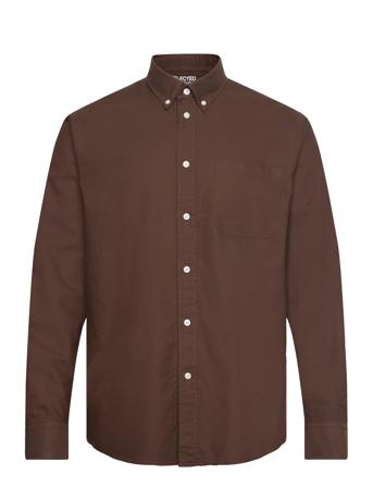 Slhregrick-Ox Shirt Ls Noos Skjorte Uformell Brun Selected Homme*Betinget Tilbud