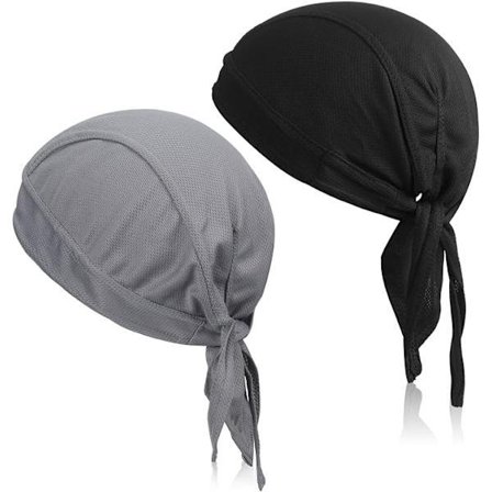 2 stk. Bandana Skull Cap for menn, sportsbandana, pustende sykkel-solskjerm, justerbar Durag Pirate Bandana pannebånd hatt sykkelcaps