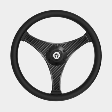 Koło sterowe do łodzi motorowej Riviera Carbon, aluminium, Ø350 mm, z piastą, pasuje do wału kierownicy 3/4" (19 mm), czarne - Jachtowa