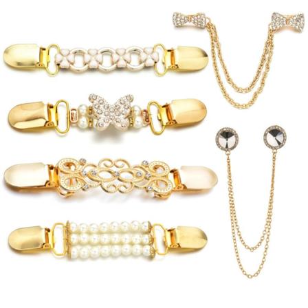 6 Stykke Retro Cardigan Klips Trøje Krage Klips Antikke Blomster