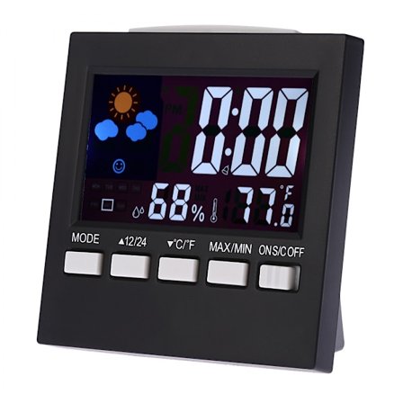 Multifunktionel digitalt farverigt LCD-termometer hygrometer ur alarm snooze-funktion kalender
