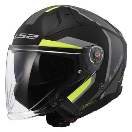 LS2 OF603 Infinity II Öppen Hjälm Matt Svart/Hi-Vis Gul L