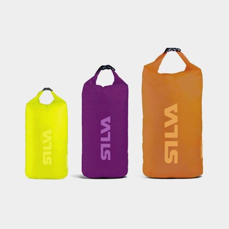 Conjunto de drybags / bolsas estanques Silva Dry Bag, 70D, 3/6/12 litros, amarelo/roxo/laranja, 3-pack