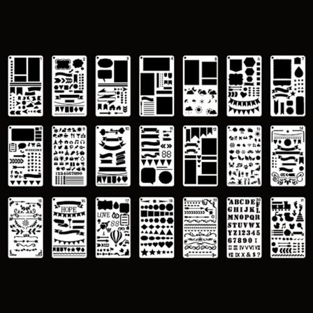 Bullet Diary Journal Stencils Sæt Tegneskabelon Lineal DIY Malerskabelon