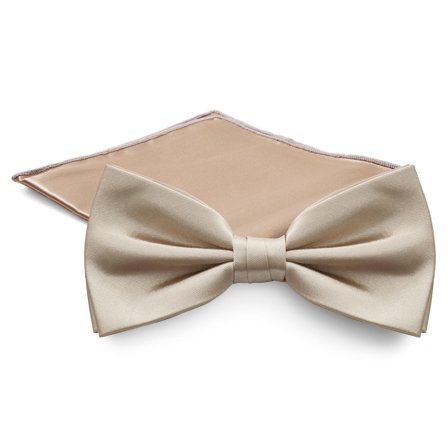 Conjunto de Laço Pré-atado e Lenço de Bolso Champagne para homens - Conjuntos de laço