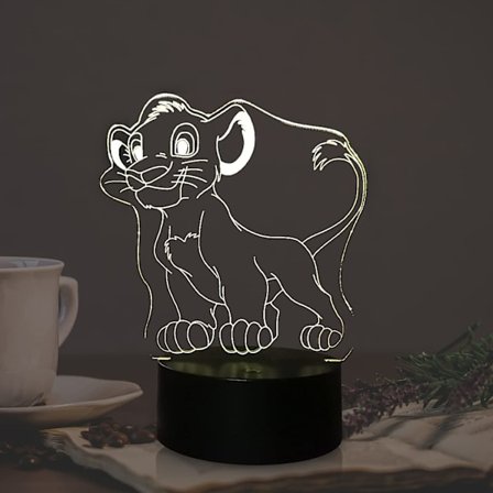 Simba Ljus Lejon Cartoon King of The Jungle 3D Optisk LED N