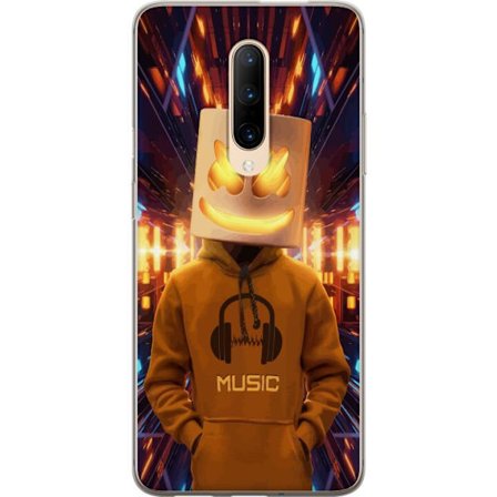 Yhteensopiva Puhelinkuori OnePlus OnePlus 7 Pro DJ-hahmo valaisevassa kypärässä ja hupparissa futuristisessa musiikkiympäristössä neonvalojen ke
