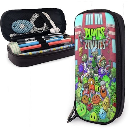 Plants VS Zombies Nahkakynäkotelo Suuri kapasiteetti vetoketjulla Suuri säilytystila Kynä Kynäpussi Laatikon järjestäjä Käytännöllinen laukkupidike 