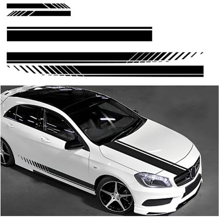 Auton koristetarrat - 190*9 cm - Raidalliset tarrat - 5 kpl