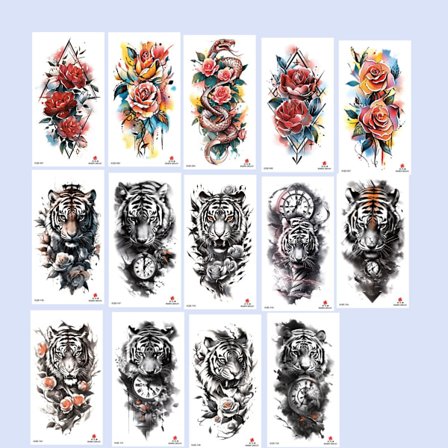 Vattentäta Temporary Tattoo Stickers 14-delade