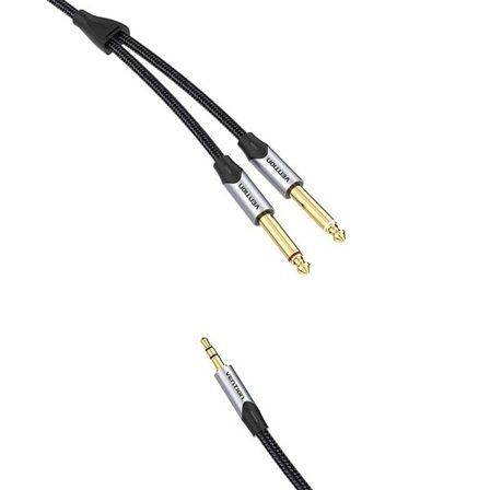 Äänikaapeli minijakki 3.5mm - 2x jack 6.35mm uros Vention BARHK 8m