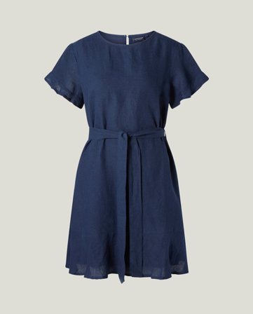 Lexington Belted linen dress, dark blue