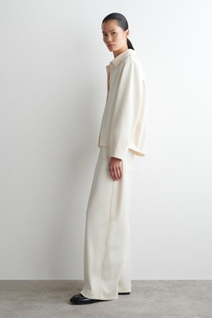 COS Women's Pantaloni In Velluto A Coste A Gamba Larga in Bianco