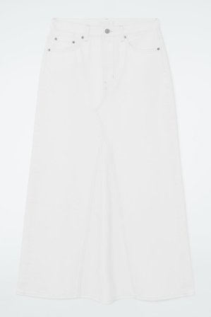 COS Women's Panelled Denim Maxi Skirt in White