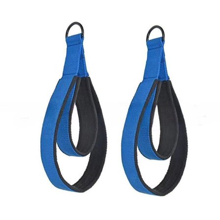 Pilates Stropper, Dobbelte D-Ring Stropper til Pilates Reformer, Polstret, Hjemmetræning, 2-Pak, Blå