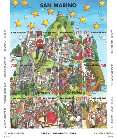 San Marino - Den europæiske landsby - Postfrisk miniark