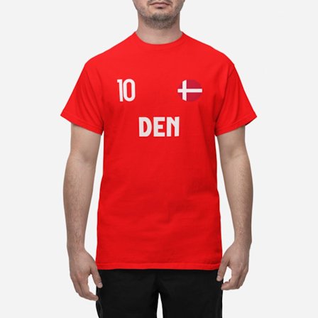 Danmark landslag t-shirt i gul med DEN & 10 Eurovision euro 24