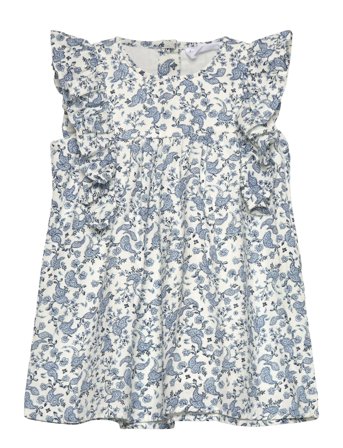 Ruffled Printed Dress Blue Mango