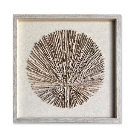 Beige paperitaideteos lasikehyksillä, 60x60 cm