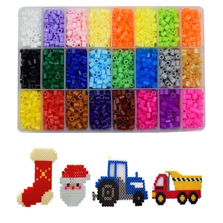 4800 stk. 5 mm Plast Rørperler Lekeperler 24 Farger Rørperler DIY Smelte Sikring Små Avstandsperler Refill for Barnehåndverk