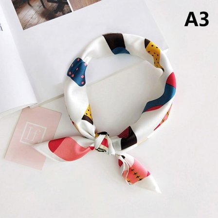 Naturlig sidenscarf Kvinnor Design Print Fyrkantig halsduk