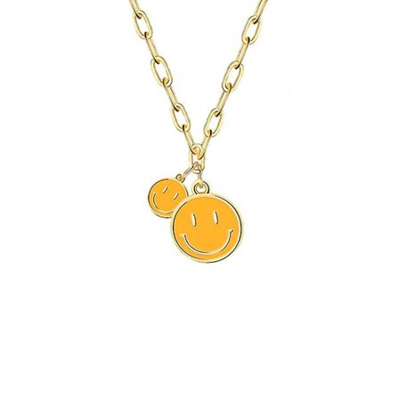 Smiley Face Halsband, Pappersklämma Kedja Söt Rund Rostfritt Stål Smile Face Hänge Guld Y2k Halsband För Kvinnor Flickor