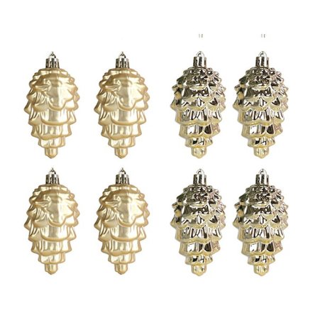 8 kpl Joulukoristeita - Kulta 9cm Riippuva Kiiltävä Matta Joulu