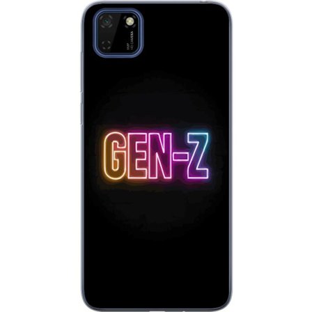 Kompatibel Mobilcover til Huawei Huawei Y5p Neontekst Gen Z i farverigt lys mod en mørk baggrund i moderne digital stil