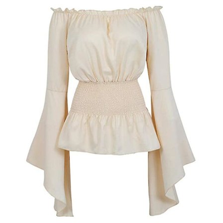 Naisten renessanssityylinen pusero, keskiaikainen viktoriaaninen avokaulainen pitkä kellohiha paita