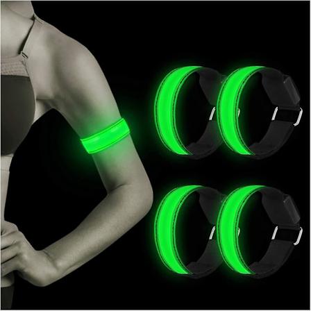 Reflekterende LED-armbånd med lys - 4-pakning for barns sikkerhet om natten, løping, jogging, hundelufting, utendørs sport