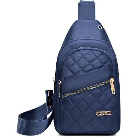 Unisex axelväska med 5 fack och kabelhål - Justerbar bärstil (axel/kors/bröst) - Blå