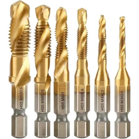 Bor- og gjengetapp 1/4'' Hss Skrue Hex Schaft Senkeverktøy Borsett