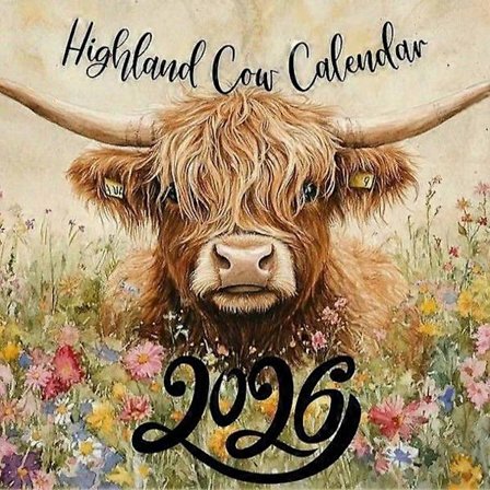 Skotsk Høylandsfe Kalender 2026 Månedlig Veggkalender 12 Måneder - Skotsk Høylandsfe Månedlig Veggkalender - Dyreliv Kalender - Planlegger Kalender 