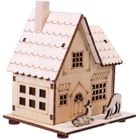 Jultræhus i Træ Ufærdigt Træjulsdekorationer med Lys Glødende Juletræ Dekorationer Hylde Pejs Midtpunkt Ferie Par