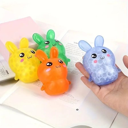 Påskekurvfyll, 4 stk Squishy Påskekanin Stressballer for Voksne, Påskleker