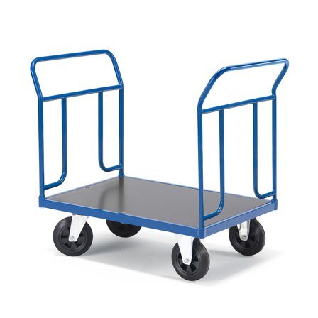 Platform trolley TRANSFER, 2 steel ends, 1000x700 mm, elastic rubber, with brakes