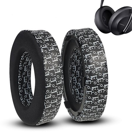 Kylningsöronkuddar i skinn för Bose NC700-hörlurar (svartvitt bokstavstryck)