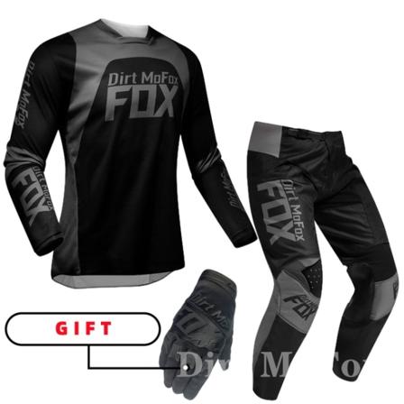 2022 Dirt MoFox MTB Jersey Pants Set MX Combo Moottoripyörä Asu Motocross Kilpa Enduro Puku Miesten Off-road Moto Käsinesarjat Blue MJersey 32 pants