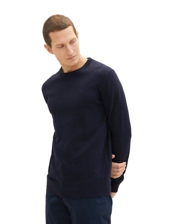 Tom Tailor Basic Crewneck Knit - Navy - XL