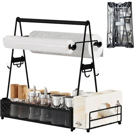 Grill Caddy för utomhusgrill, Grill Caddy Metall BBQ Caddy med Pappershanddukshållare Redskap Krydda