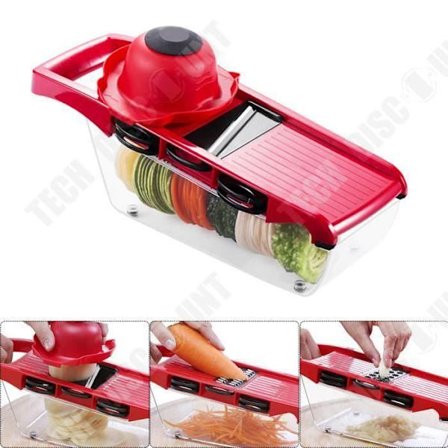 Køkkenmandolin - TD - Multifunktionel skærer - 6 udskiftelige blade - Rød - Praktisk