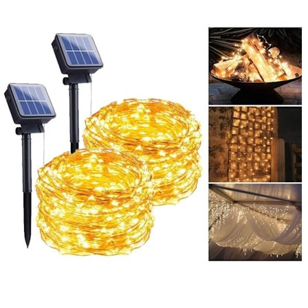 LED Ljusslinga med Solcell - 10 meter 2-pack