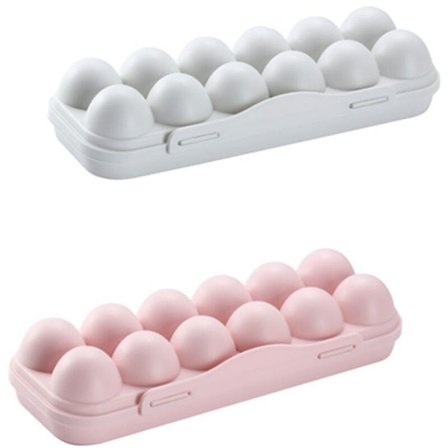 Egg Oppbevaringsboks, 2 Pakk - Kjøleskap Egg Holder, 12 Egg, Rosa, Gra