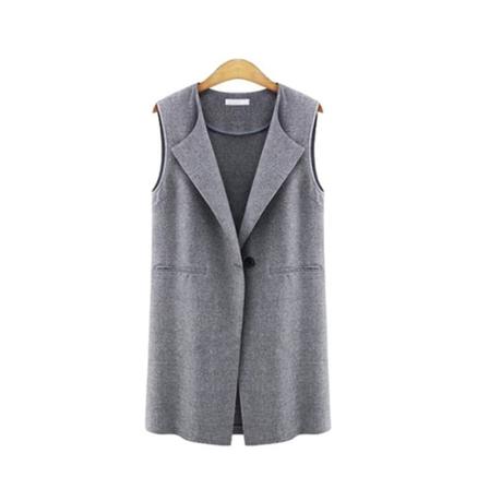 Kvinnor ärmlös väst Casual Cardigan Toppar Lång enfärgad kappa b 4xl