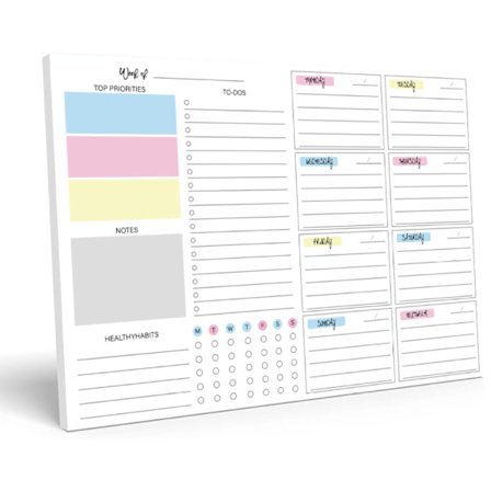 (2 stk.) Ugeplanlægningsnotesbog, 52 sider, inkluderer ugeplanlægningssider, to-do-lister og en afrivningsside til opbevaring._sai